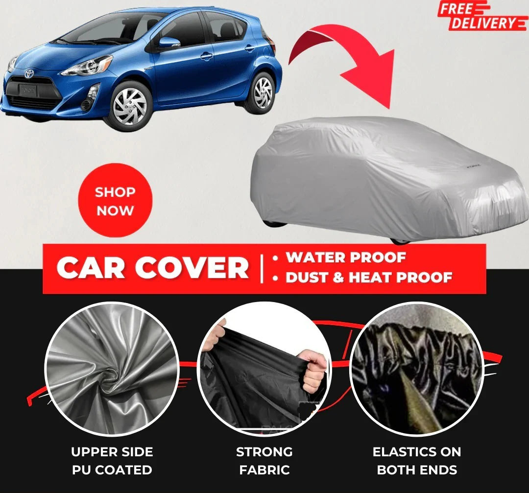 Toyota Aqua 2012-2023 Car Top Cover - Waterproof & Dustproof Silver Spray Coated + Free Bag (Car-05)