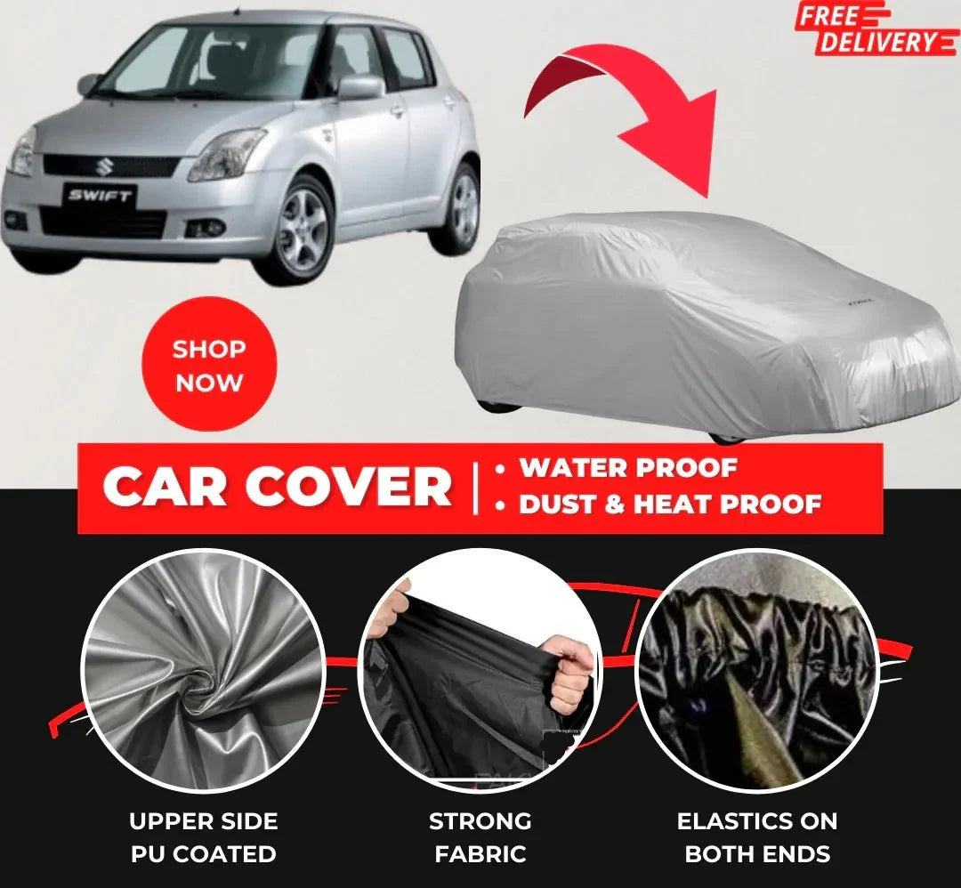 Suzuki Swift 2010-2021 Car Top Cover - Waterproof & Dustproof Silver Spray Coated + Free Bag (Car-06)