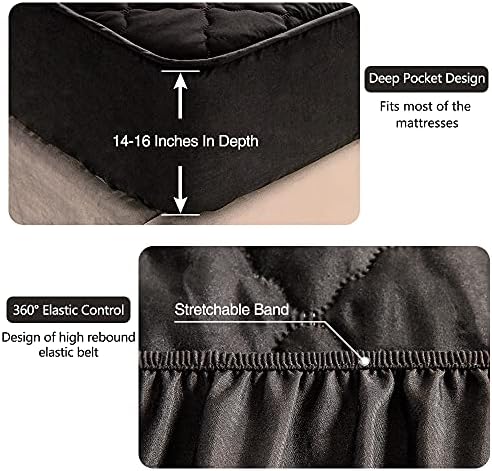 Soft Cotton Quilted 100% Waterproof Fitted Mattress Protector (Black).