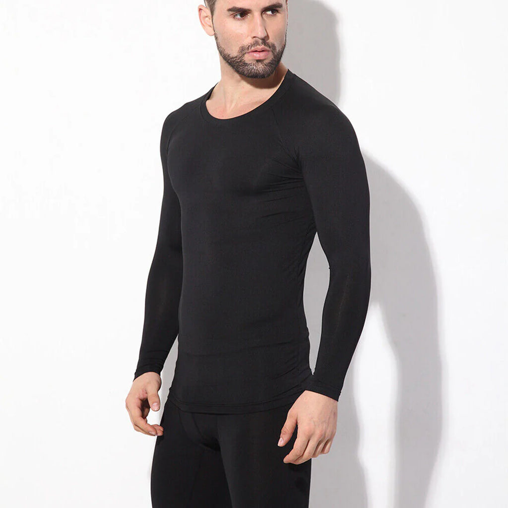 Men's Full-Body Thermal Warmer Wool (Full Suit) - BLACK