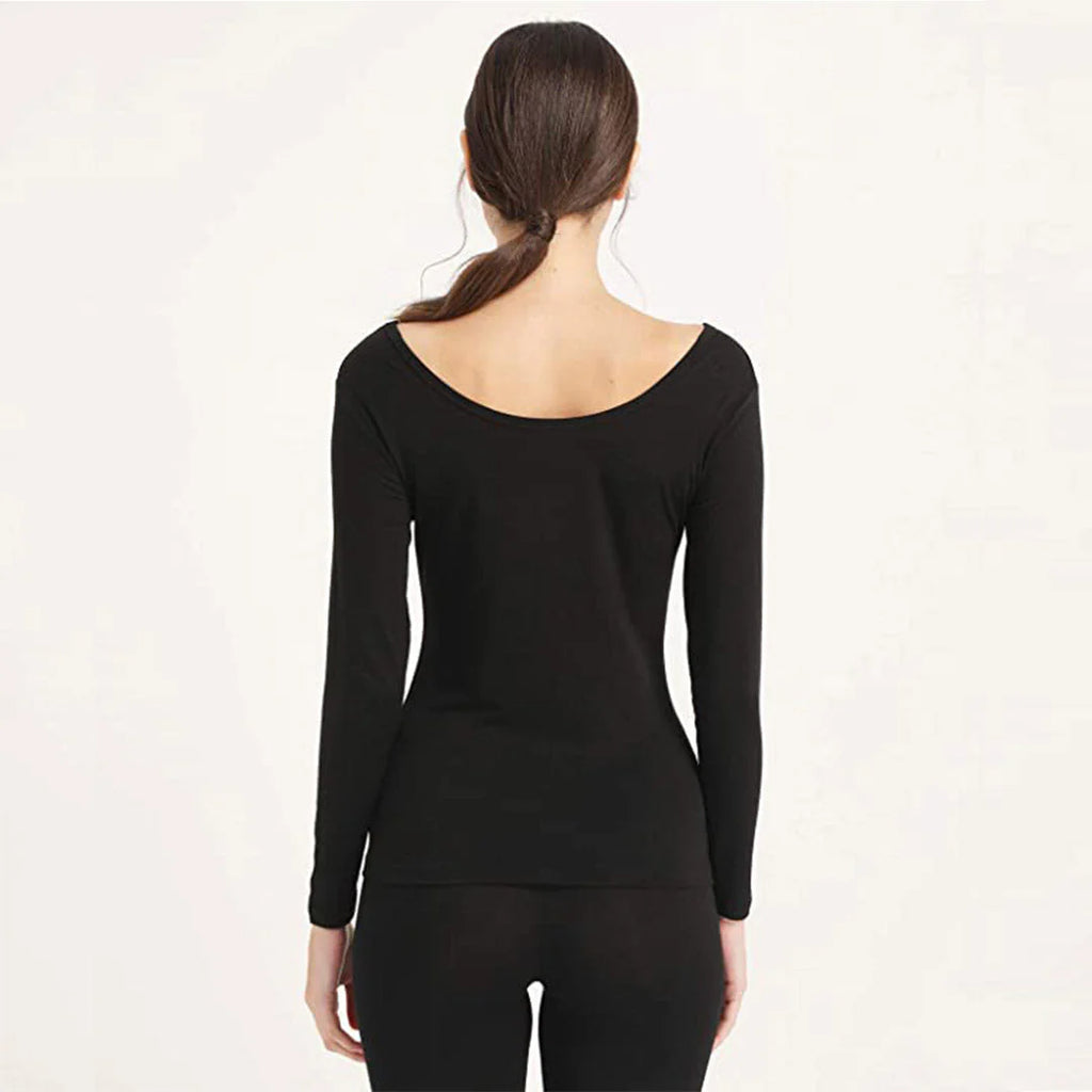 Women's Deep Neck Thermal Warmer Wool (TROUSER) - BLACK