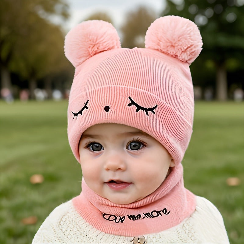 KIDS EYEBROW WOOL CAP ( PINK ) #153