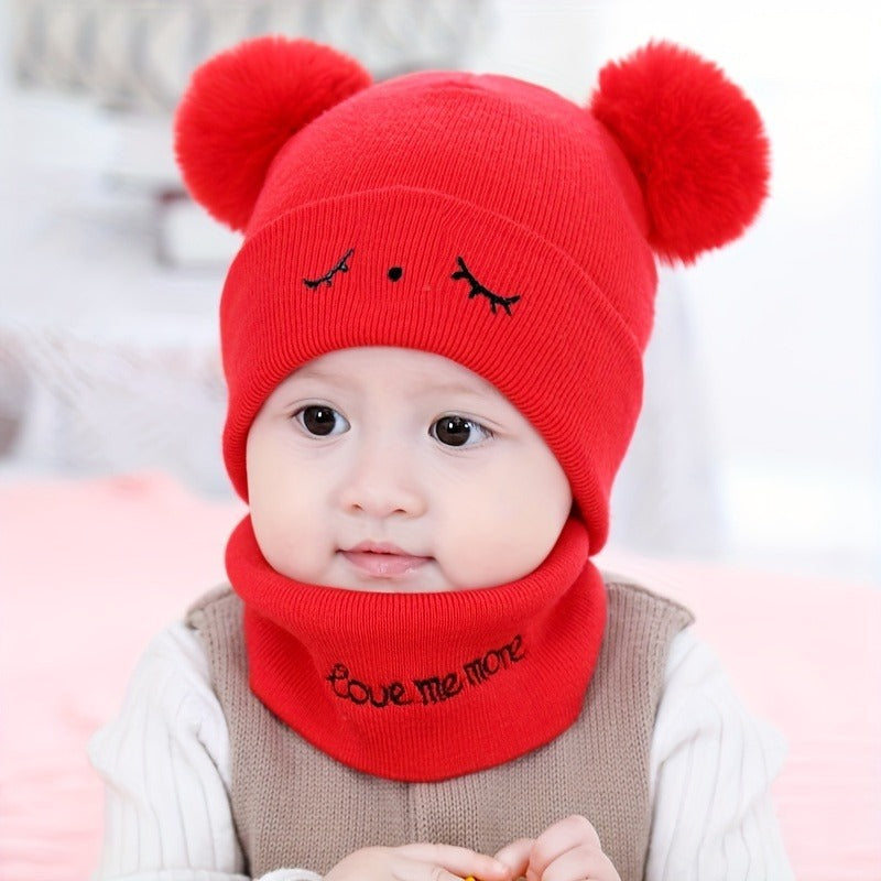 KIDS EYEBROW WOOL CAP ( RED ) #153