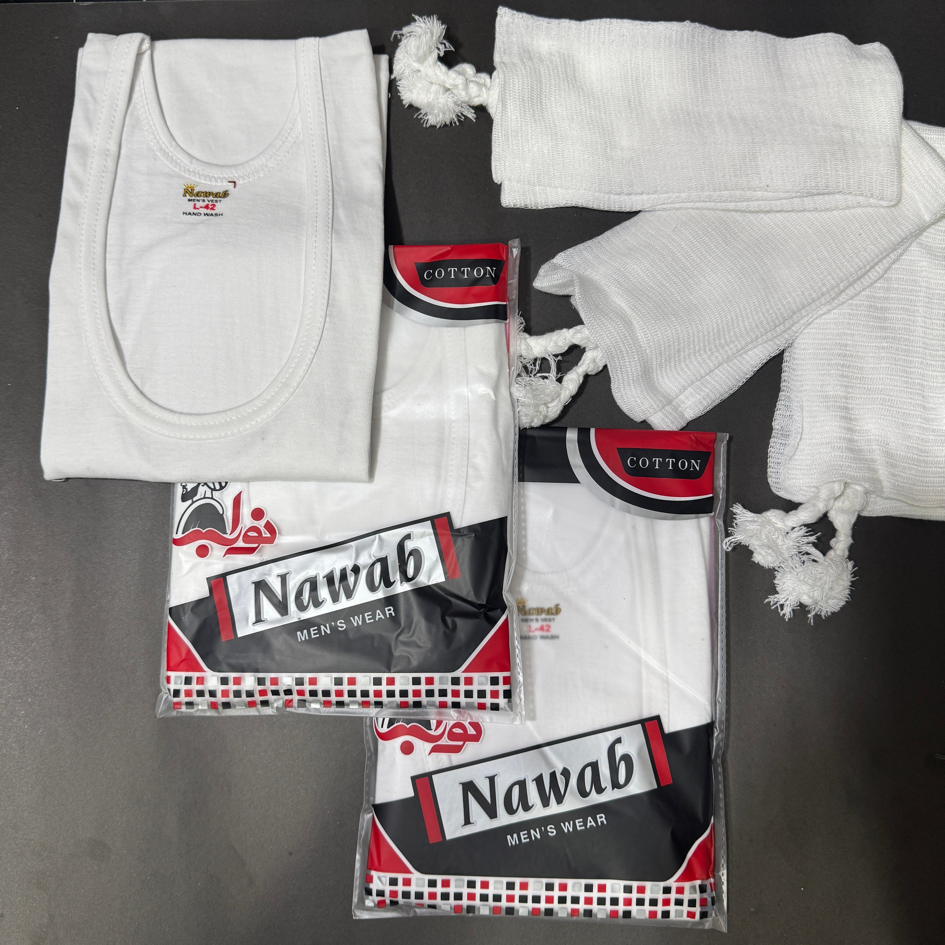 3 Sleeveles Vest (WHITE) + 3 Narrey (Drawstring)