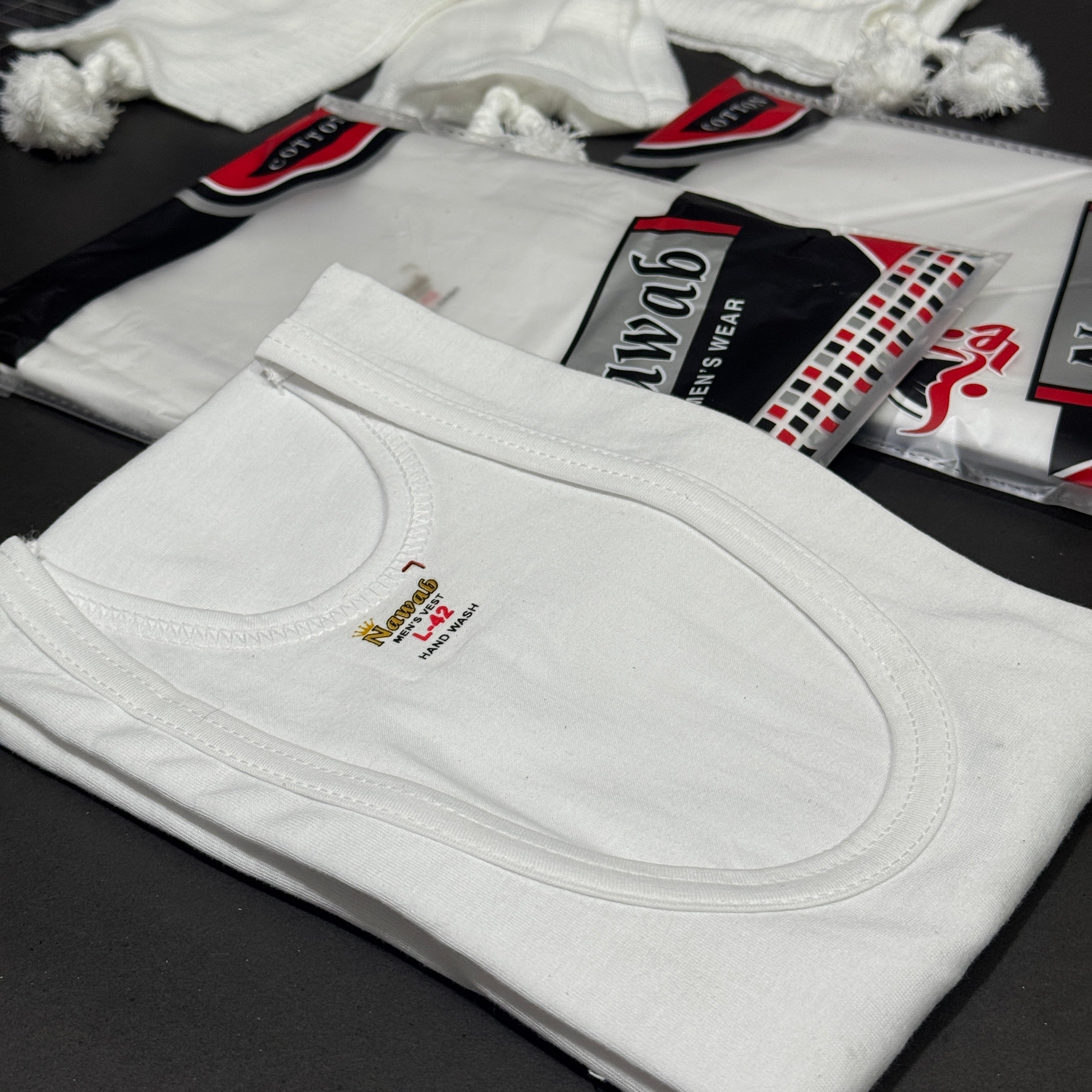 3 Sleeveles Vest (WHITE) + 3 Narrey (Drawstring)