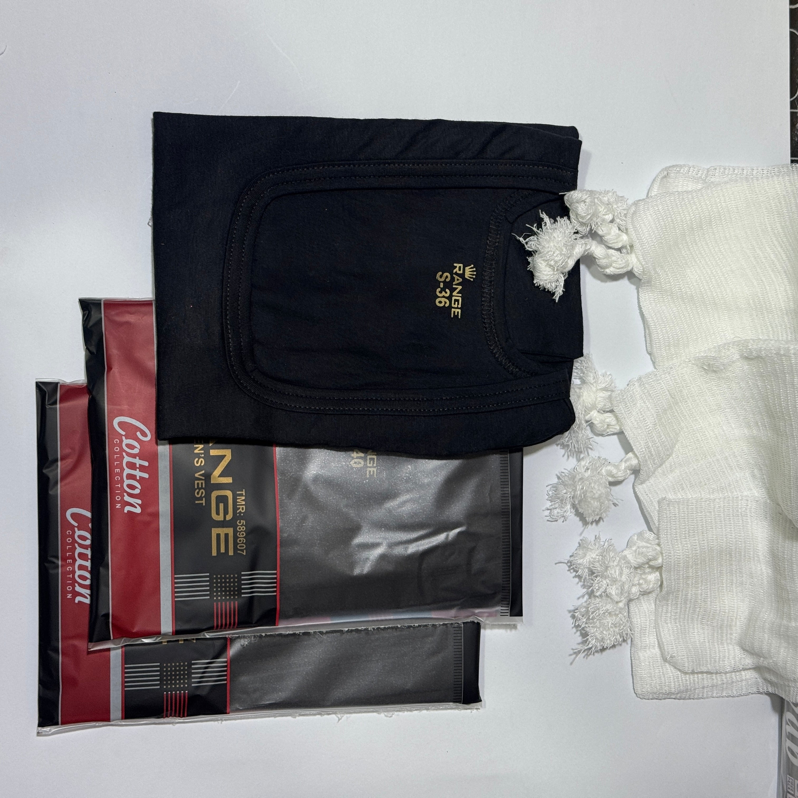 3 Sleeveles Vest (BLACK) + 3 Narrey (Drawstring)