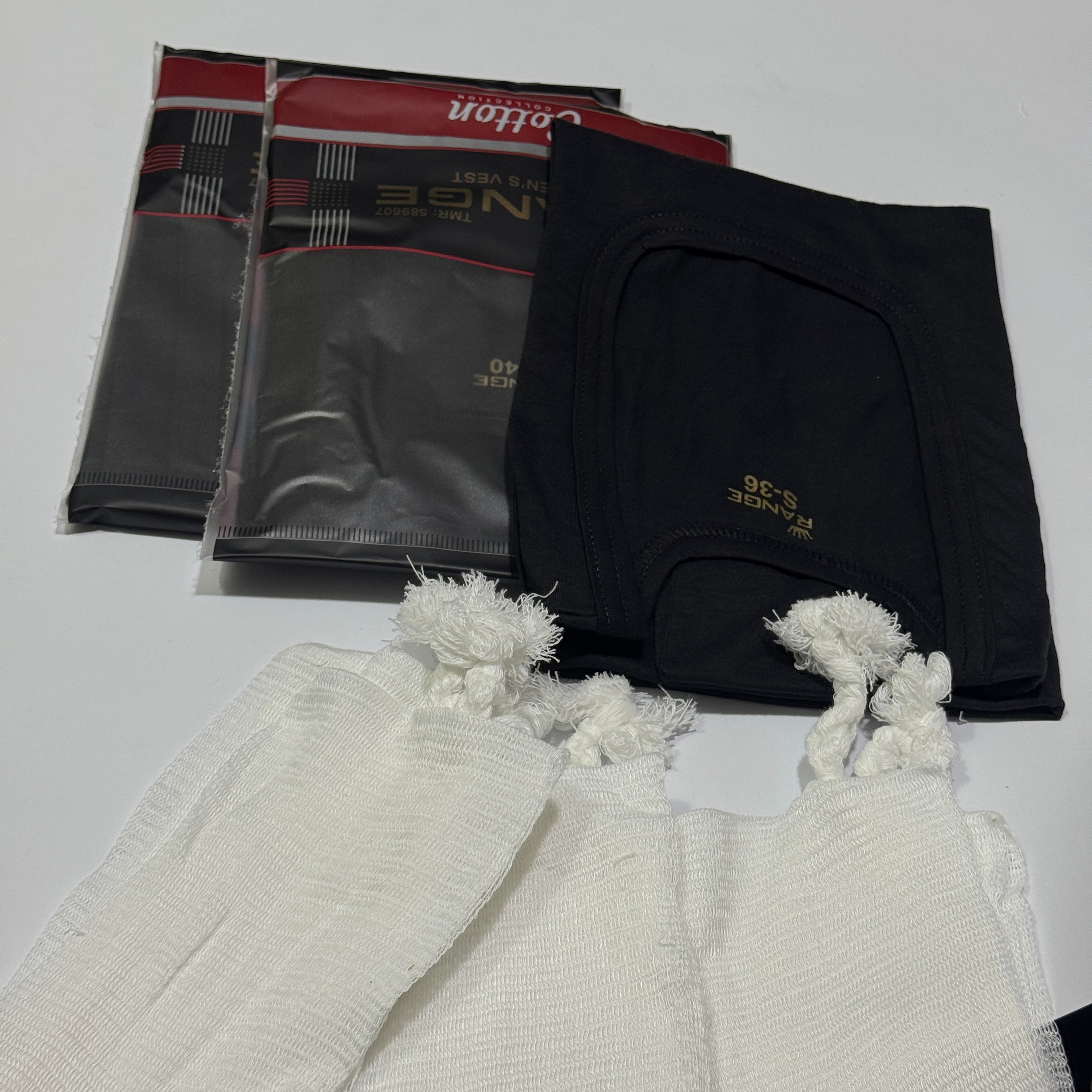 3 Sleeveles Vest (BLACK) + 3 Narrey (Drawstring)