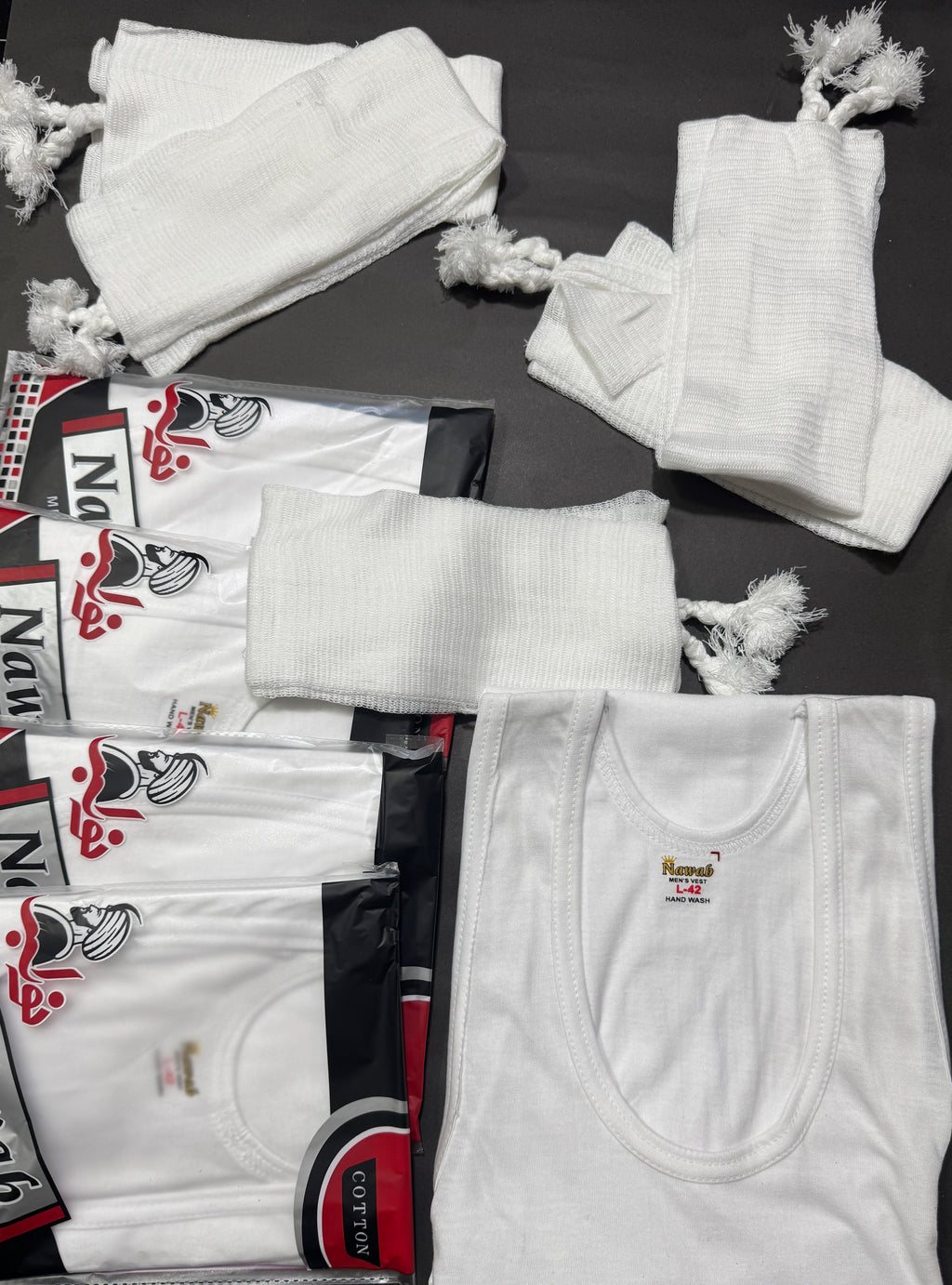 5 Sleeveles Vest (WHITE) + 5 Narrey (Drawstring)