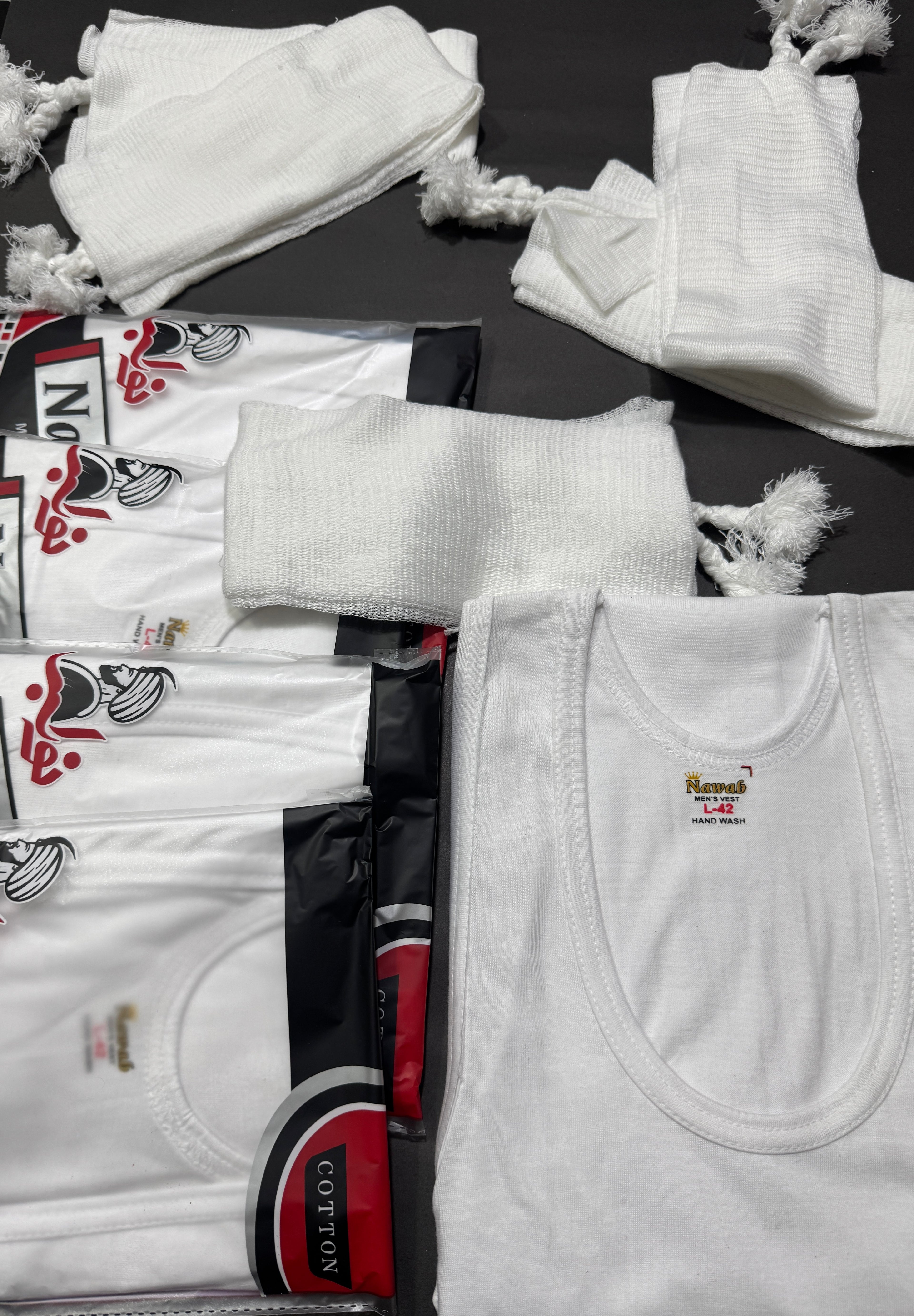 5 Sleeveles Vest (WHITE) + 5 Narrey (Drawstring)