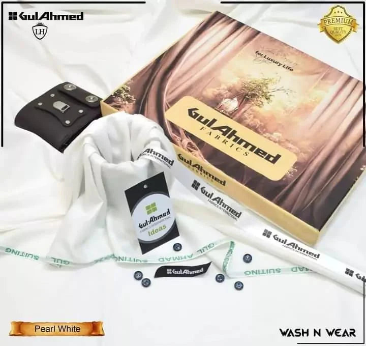 Unstitched Wash & Wear Suit (GUL AHMED -OFF WHITE)
