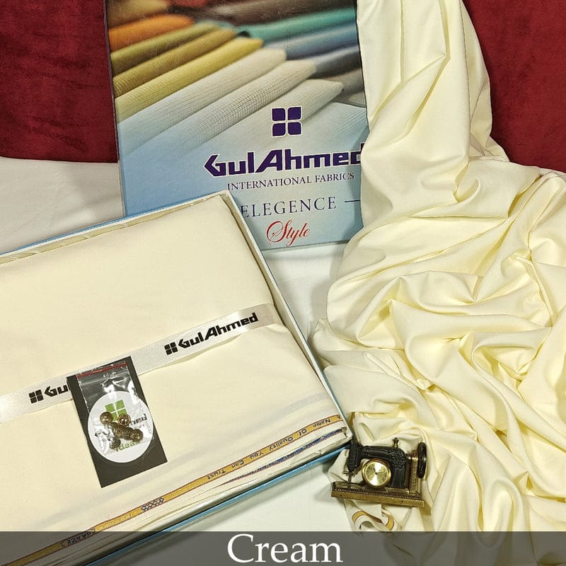 Unstitched Wash & Wear Suit (GUL AHMED -CREEM)