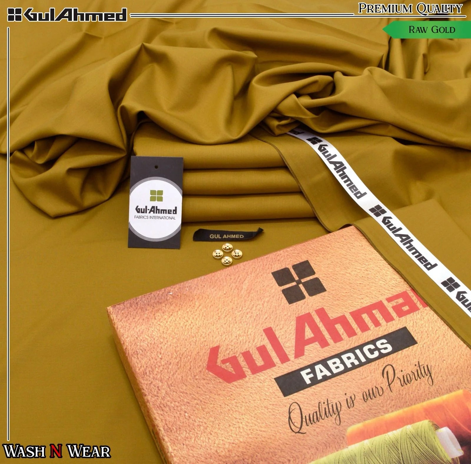 Unstitched Wash & Wear Suit (GUL AHMED -COPPER GOLD)