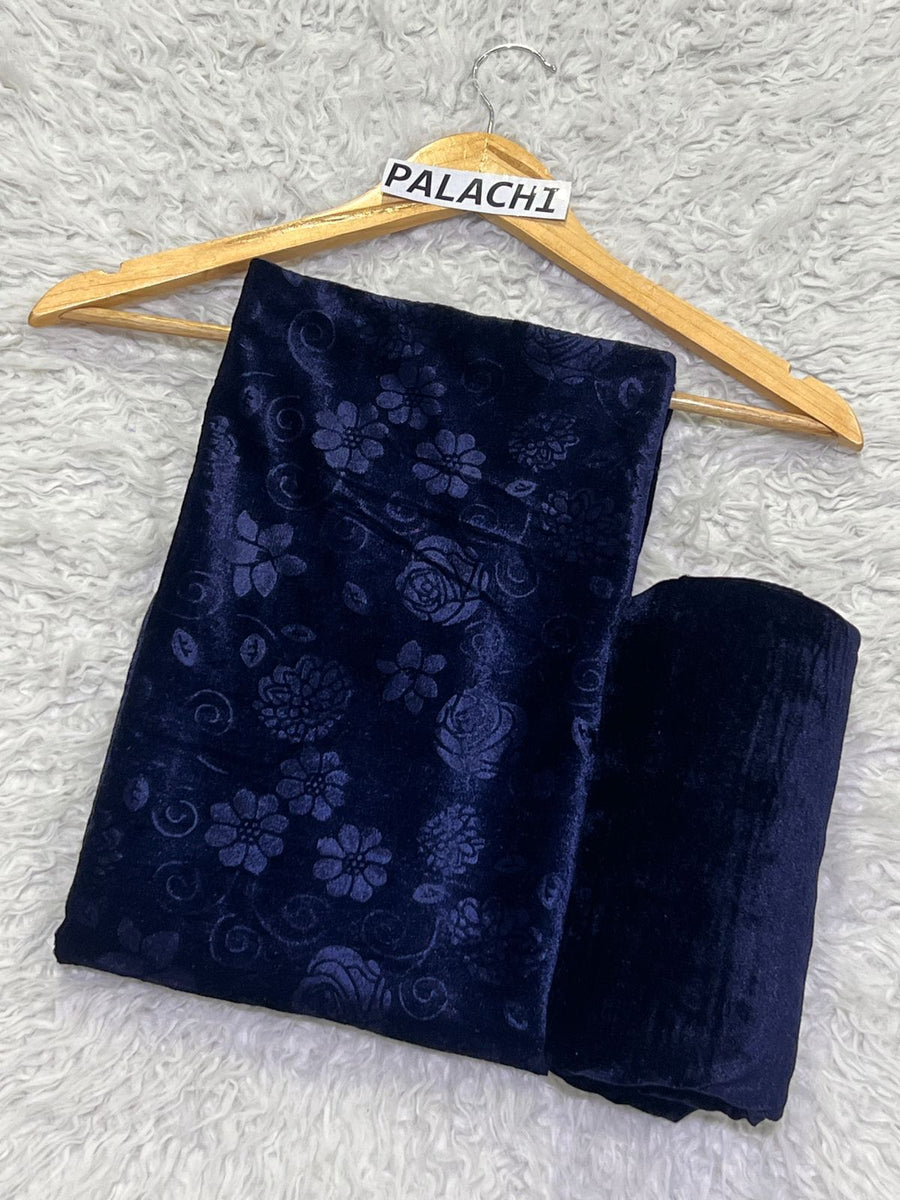 KOREAN VELVET 2PC OC-01 ( Navy Blue )