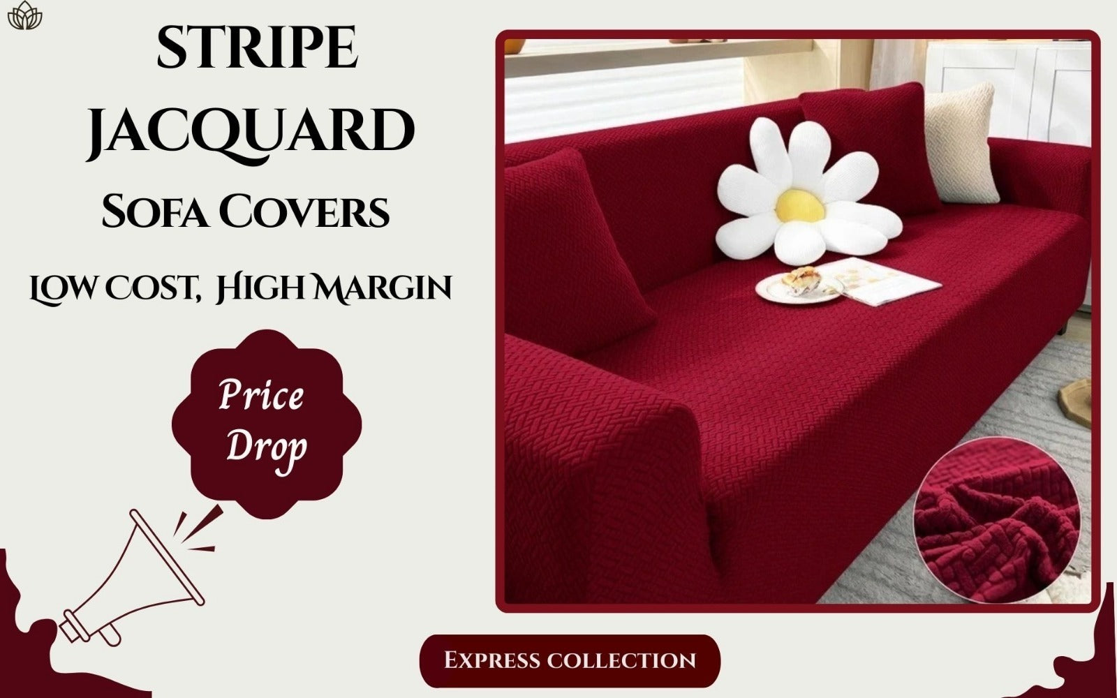 Stripe Jacquard Fitted Sofa Covers