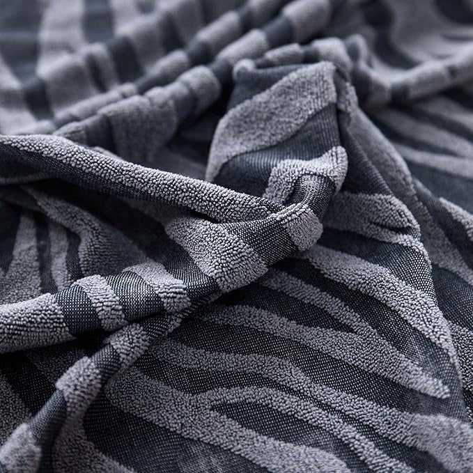 L Shape Zebra Velvet Sofa Covers - Fitted Style (Grey)