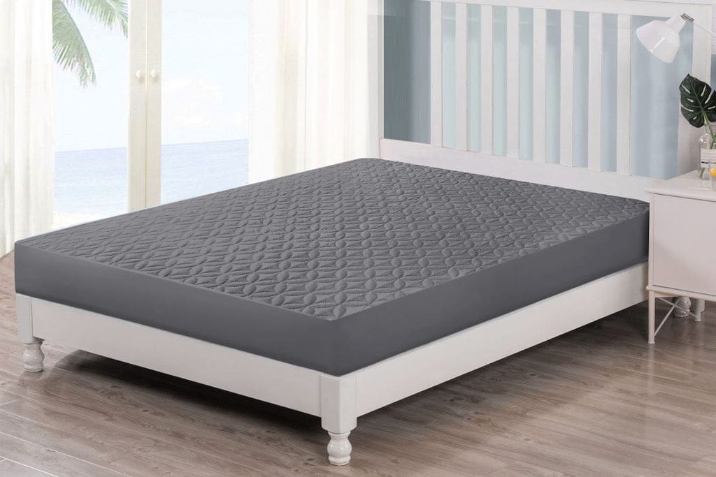 Soft Cotton Quilted 100% Waterproof Fitted Mattress Protector (Grey).