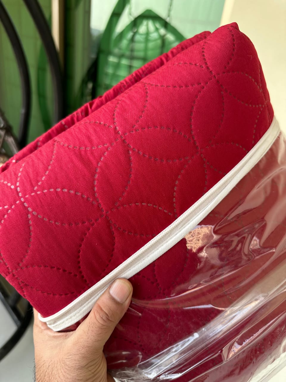 -50% Soft Cotton Quilted 100% Waterproof Fitted Mattress Protector (Maroon).
