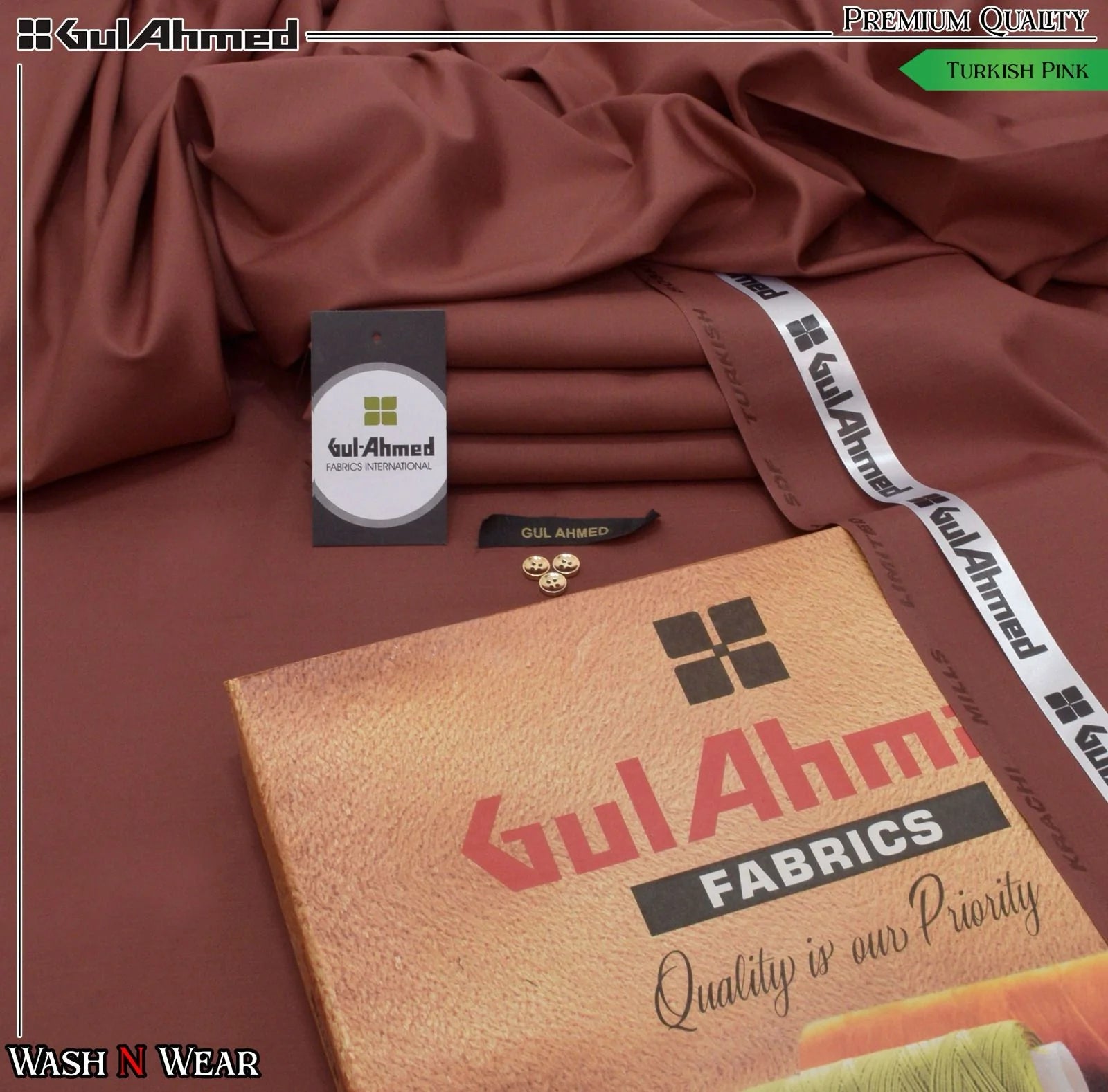 Unstitched Wash & Wear Suit (GUL AHMED - MAROON)