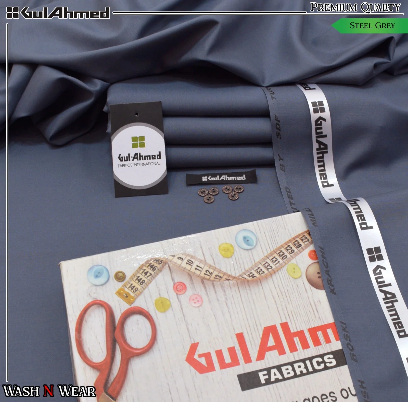 Unstitched Wash & Wear Suit (GUL AHMED -DRAK GREY)