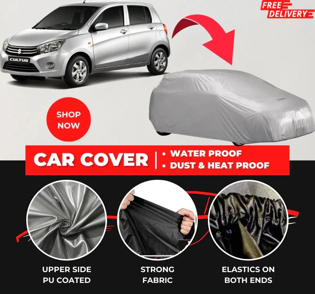 New Model Suzuki Cultus Car Top Cover - Waterproof & Dustproof Silver Spray Coated + Free Bag (Car-05)