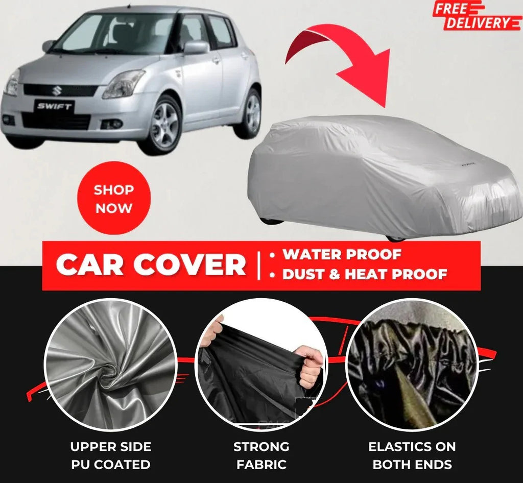Suzuki Swift 2010-2021 Car Top Cover - Waterproof & Dustproof Silver Spray Coated + Free Bag (Car-06)